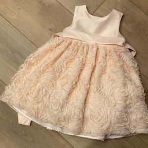 American Princess peachy pink floral tulle silk dress 4T